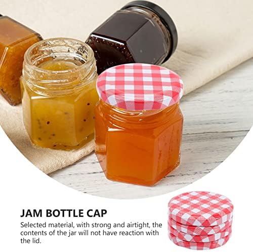 HOMSFOU 40pcs Mason Jar Lids with Checkered Design