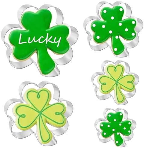 5Pcs Shamrock Cookie Cutters Set for St Patricks Day