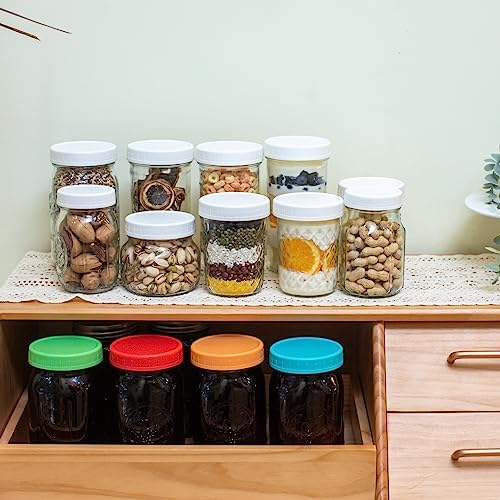 36 Pack White Plastic Mason Jar Lids with Silicone Rings 1