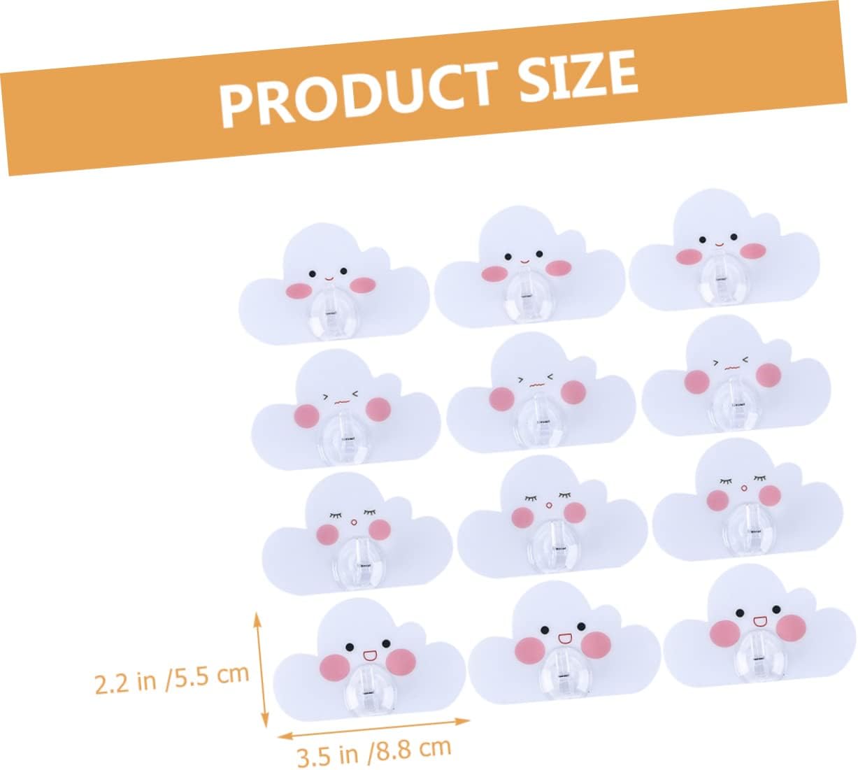 Vaguelly 12Pcs Cartoon Cloud Wall Hooks Adhesive Bathroom Hangers