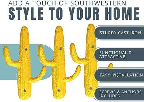 Comfify Yellow Cactus Wall Hooks Set of 3