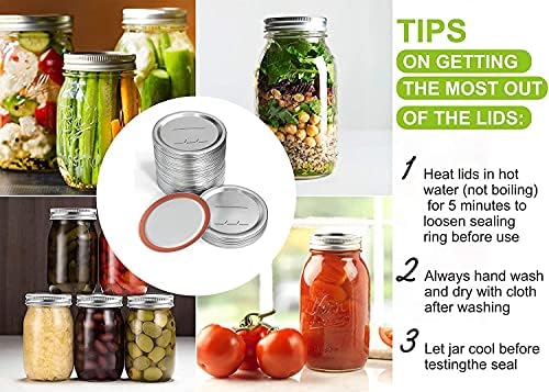 FGSAEOR 52Pcs Wide Mouth Canning Lids Bands Set