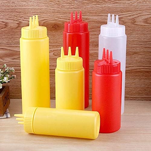 Kasuki 3 Hole Squeeze Bottle Condiment Dispenser Yellow-L