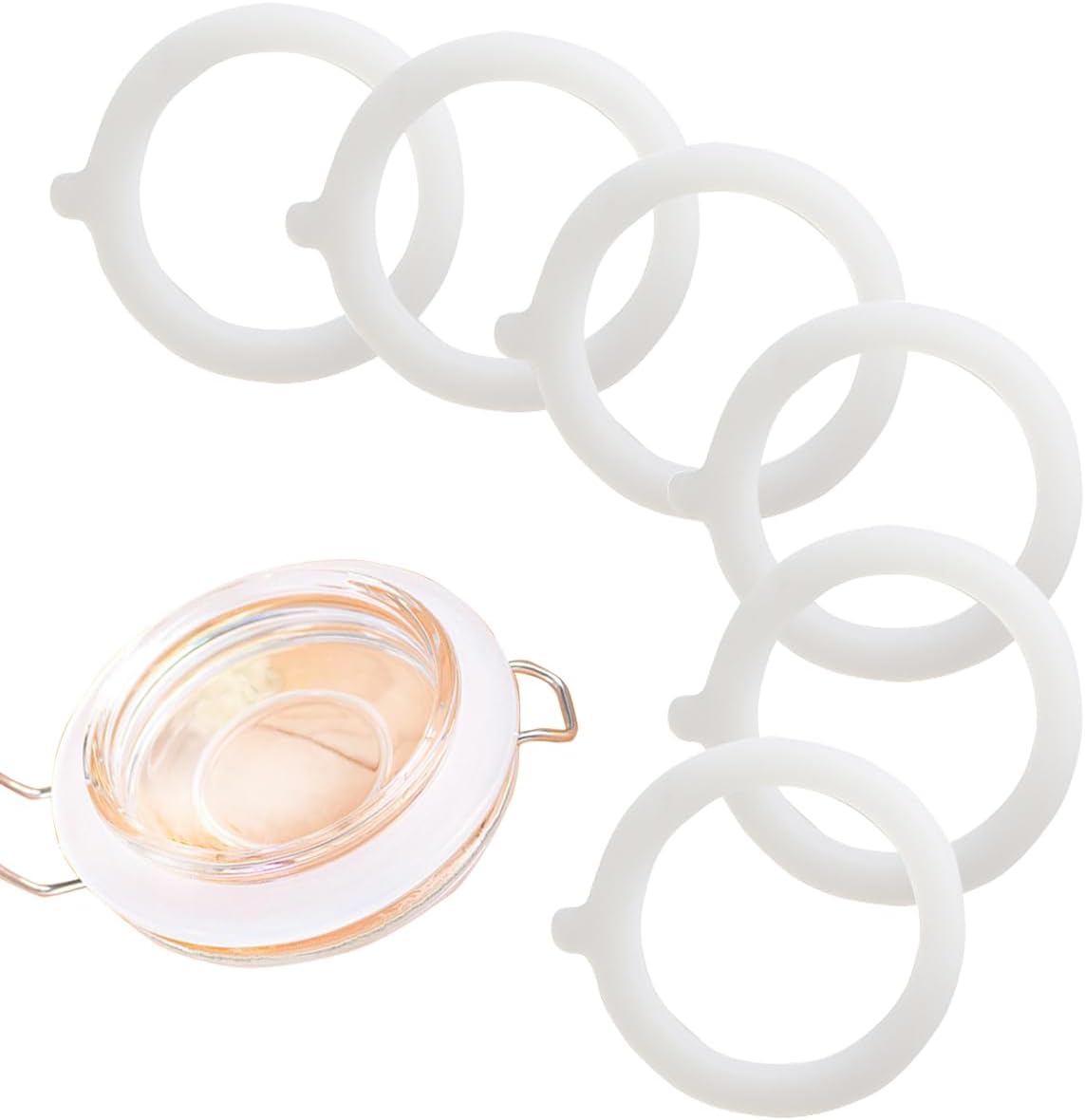 6Pcs White Silicone Canning Gasket Seals for Mason Jars