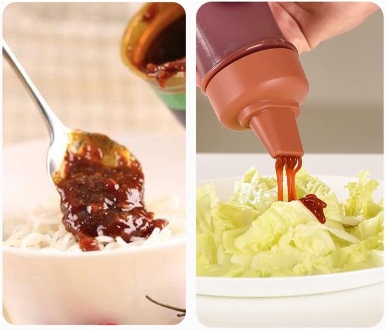 Sunicon 350ml Condiment Squeeze Bottles with Top Cap and Precision Tip