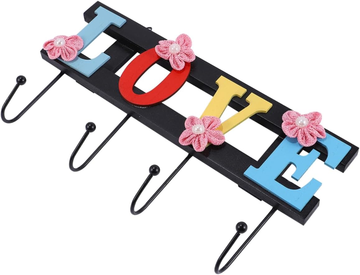 4 Hook Wall Towel Rack with Decorative Design