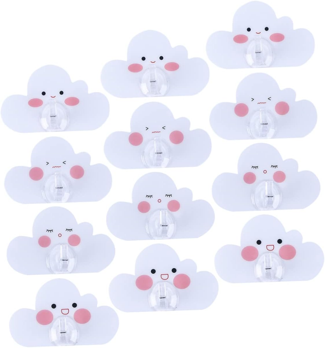 Vaguelly 12Pcs Cartoon Cloud Wall Hooks Adhesive Bathroom Hangers