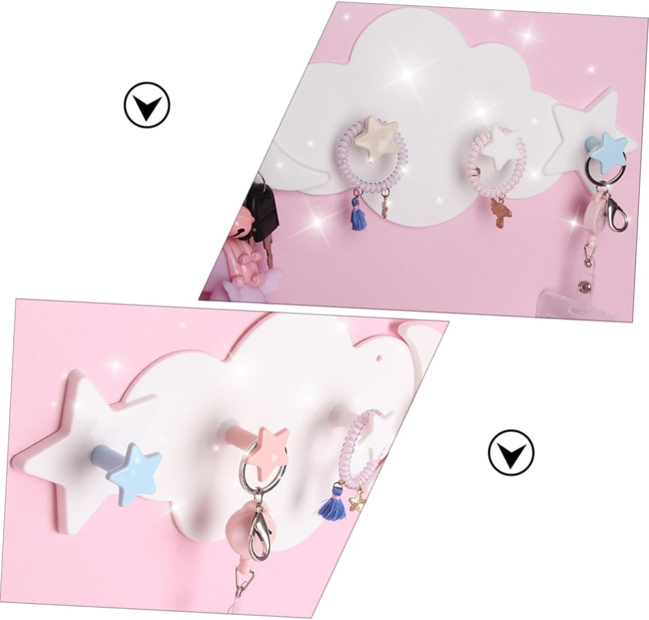 Ciieeo 2pcs Star Moon Wall Hooks for Coats Keys Towels