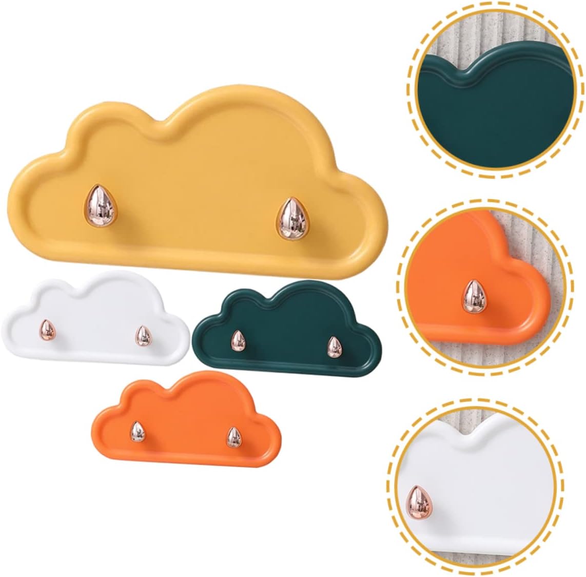 Homoyoyo 4pcs Cloud Shape Adhesive Wall Hooks Multipurpose Key Hangers