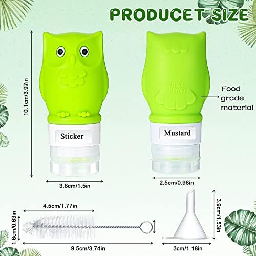 Meanplan 6-Pack Silicone Condiment Squeeze Bottles with Brush and Labels