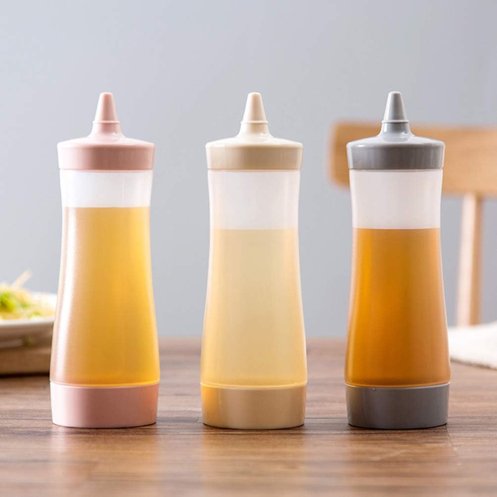 DOITOOL 3PCS Plastic Condiment Squeeze Bottles with Cap Pink
