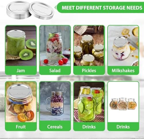 100 Pcs Canning Lids with Food Grade Silicone Seal