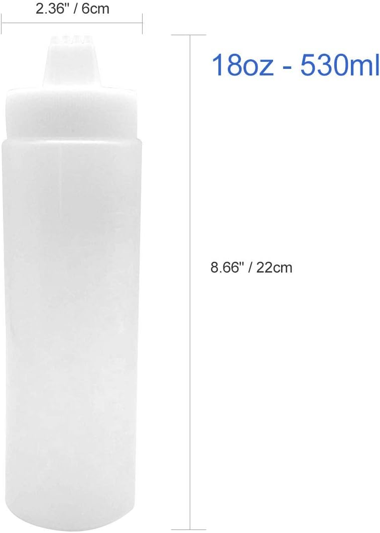 GARASANI 4 Hole Condiment Squeeze Bottle Dispenser 18oz - 530ml
