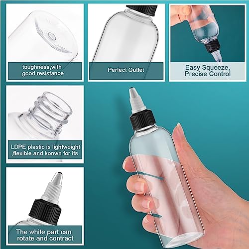 Tanlade 200 Pcs 2oz Plastic Squeeze Bottles with Twist Cap