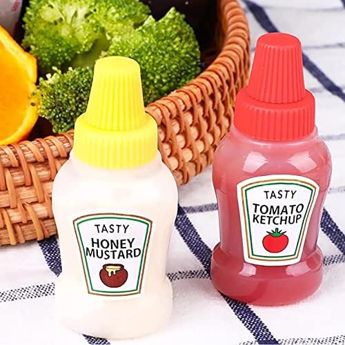 Mini Ketchup Bottles 2Pcs Clear Squeeze Condiment Dispensers