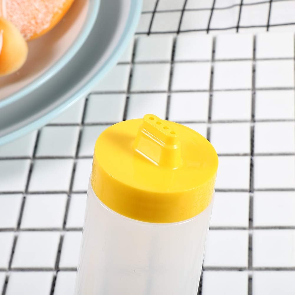 Agatige 10oz Ketchup Squeeze Bottles with 4 Holes and Leak Proof Flip Lid