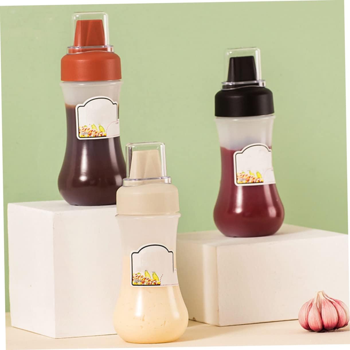 KICHOUSE 2pcs Condiment Squeeze Bottles with Measurement