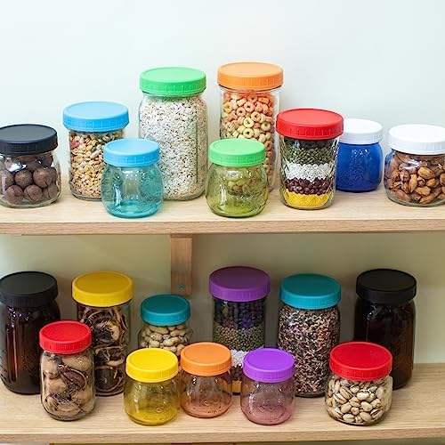 9 Pack Blue-green Wide Mouth Mason Jar Lids with Silicone Rings 1