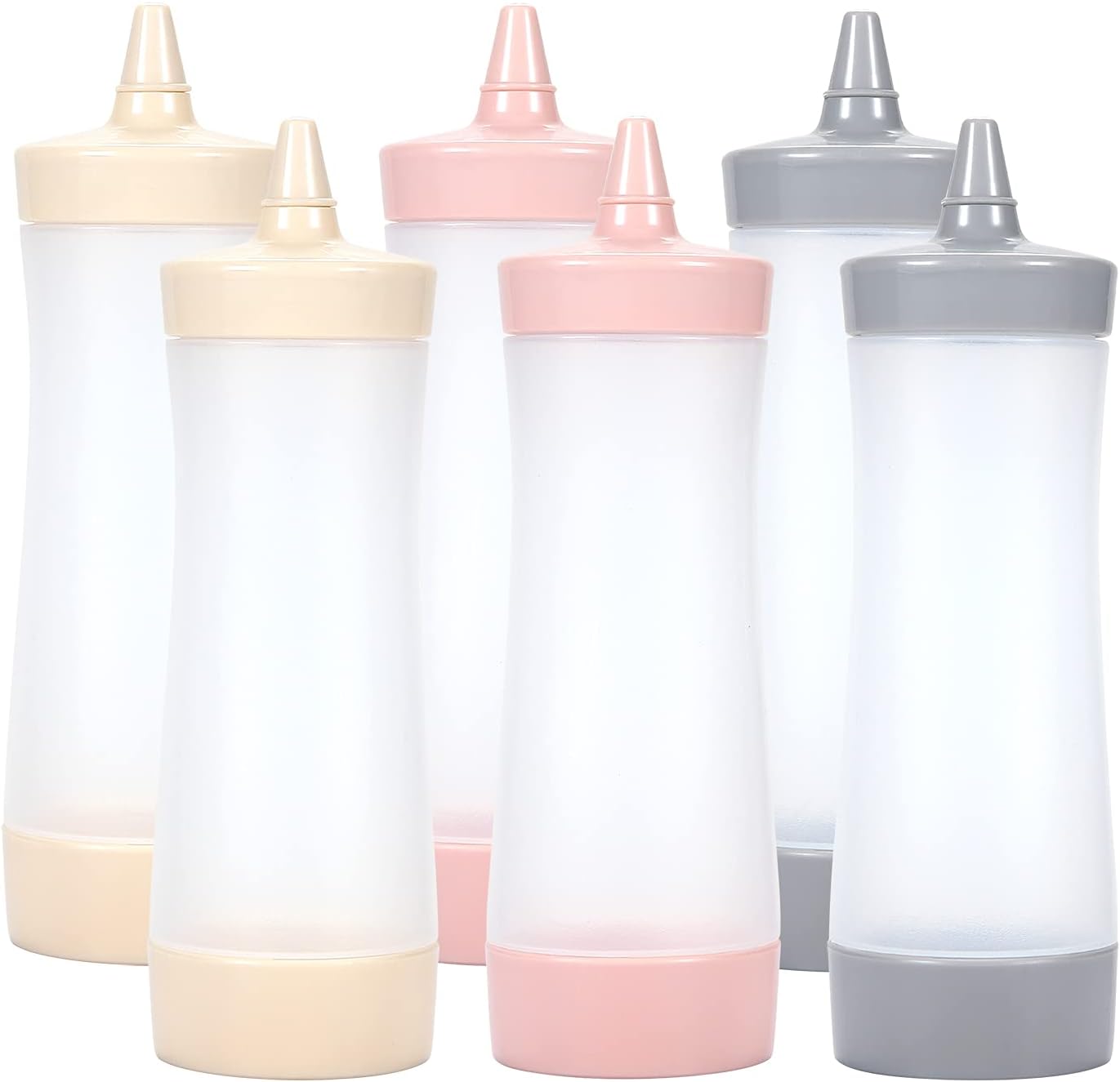 Qiuhome 12 oz Clear Condiment Squeeze Bottles Pack of 6