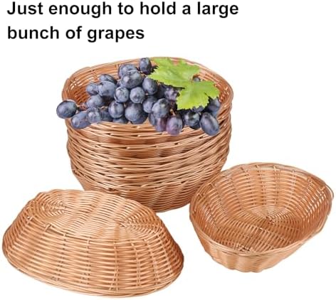 GNIEMCKIN 28 Pack Oval Plastic Wicker Bread Baskets