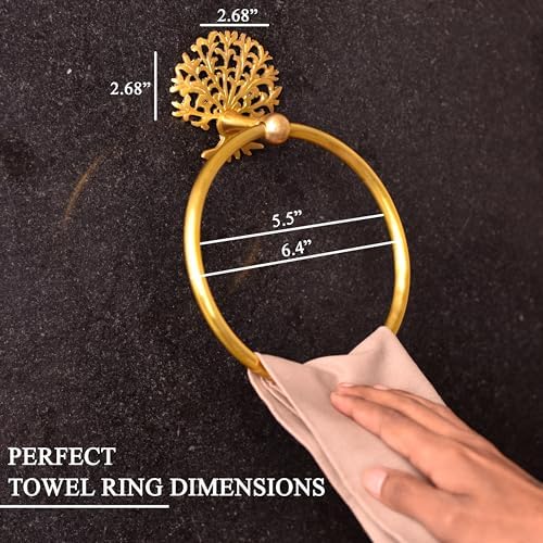 IndianShelf Premium Tree Design Brass Towel Ring 1