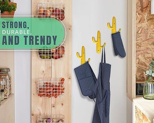 Comfify Yellow Cactus Wall Hooks Set of 3