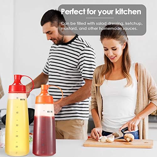 Ondiomn Condiment Squeeze Bottles 3-Pack Wide Mouth BPA Free