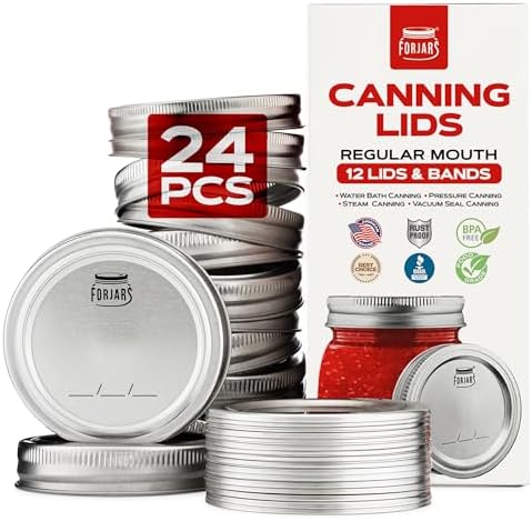 FORJARS Canning Lids with Rings 24Pcs12Sets
