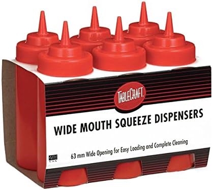 TableCraft Wide Mouth Squeeze Bottle Red 16oz 6Pack