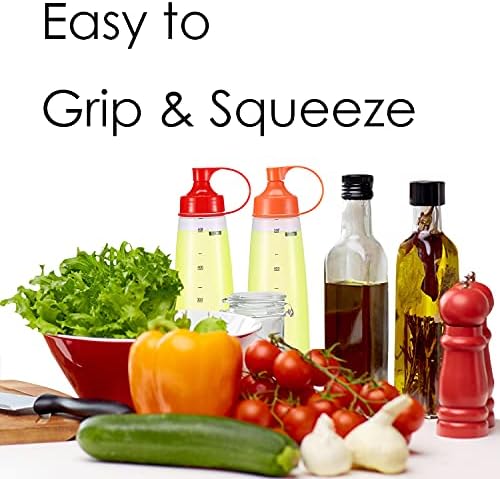 oiununo Squeeze Bottles Wide Mouth Pack of 2 Red 300 mL