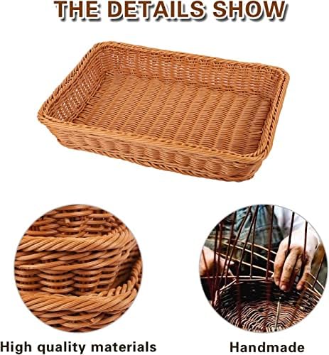 KEILEOHO 3 Pack 12 Inch Poly Wicker Bread Baskets 1