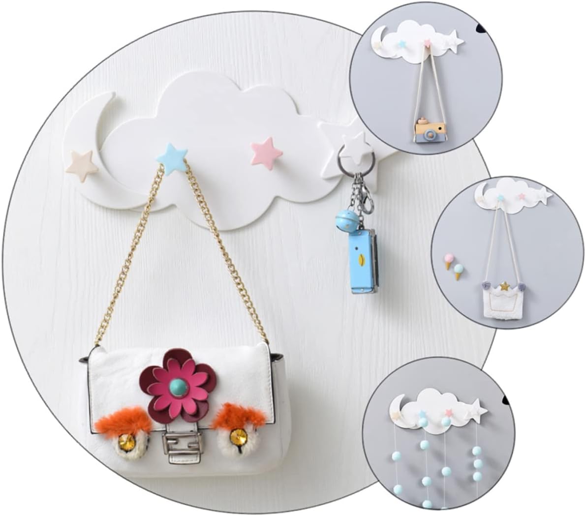 2pcs Adhesive Cloud Moon Hooks for Home