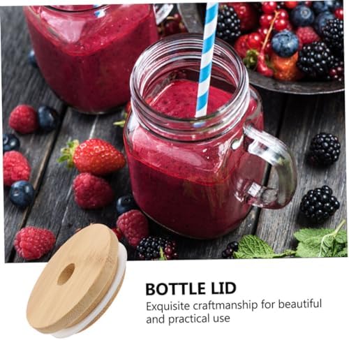 STOBAZA 4pcs Mason Jar Lids with Straw Holes Airtight Leak-Proof