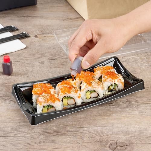 Restaurantware Mini Soy Sauce Bottles 6 mL 100 Pack with Red Caps