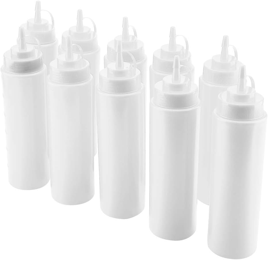Agatige 24oz Plastic Squeeze Bottles with Lids 10pcs Set