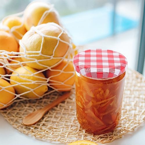 HOMSFOU 40pcs Mason Jar Lids with Checkered Design