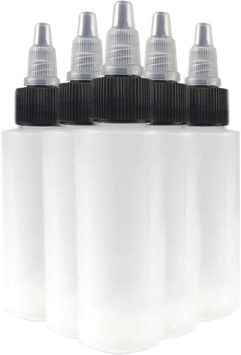Hobbyland 2oz Squeeze Bottles Black Natural Twist Caps 6 Bottles