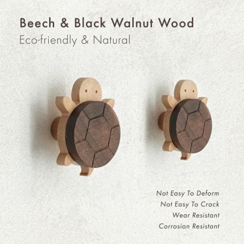 WONQEXZ Wall Hook Set of 3 Turtle Shape Wooden Hooks