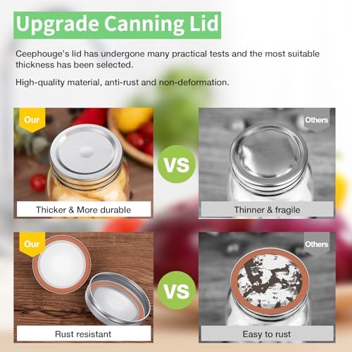 Ceephouge 48 Pcs Canning Lids and Rings Set