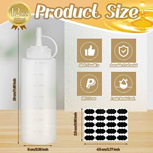 Pinkunn 30pcs Condiment Squeeze Bottles with Labels and Marker