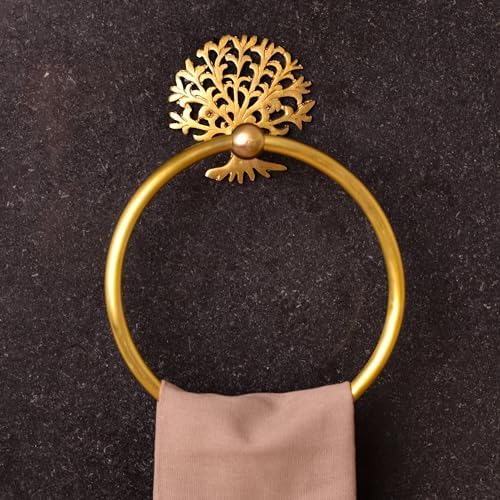IndianShelf Premium Tree Design Brass Towel Ring 1