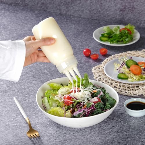 RAMFIYN 6 Pack 3-Hole Nozzle Squeeze Bottles for Condiments