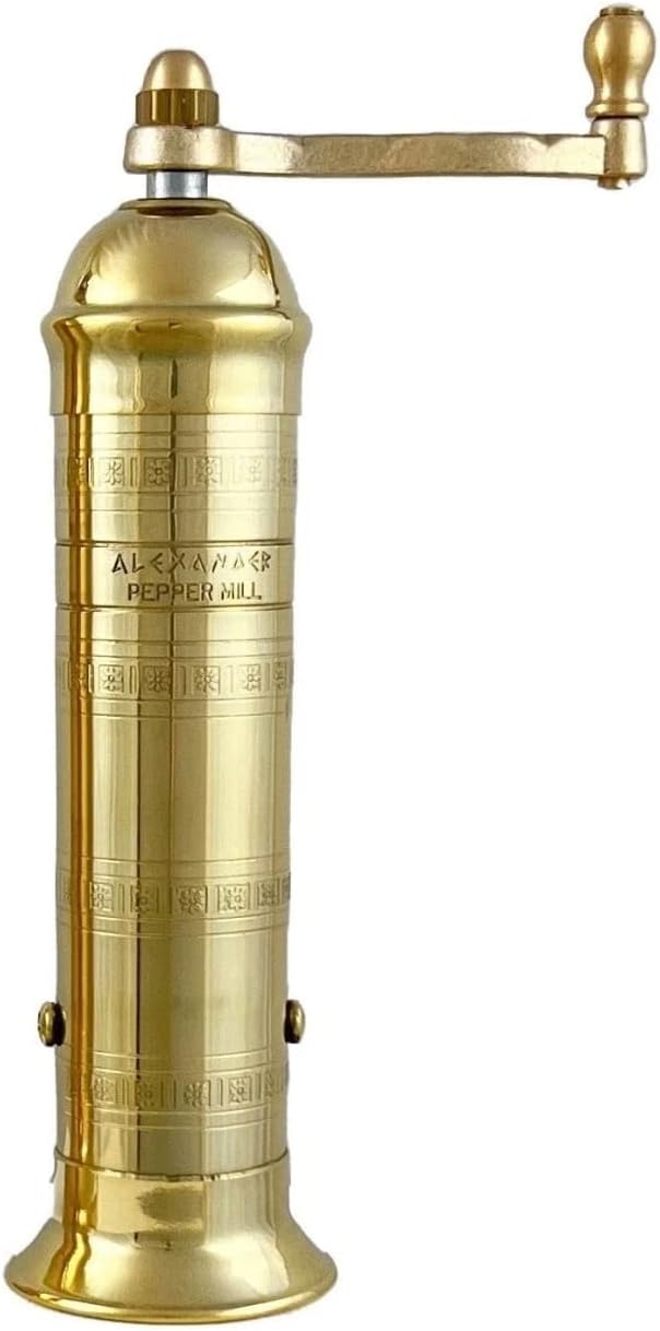 European Brass Pepper Mill Handcrafted Adjustable