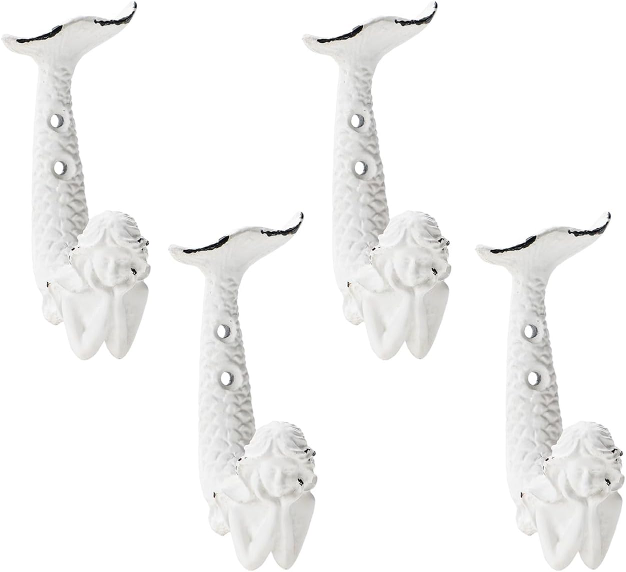 Soffee Design 4pcs White Mermaid Metal Coat Hooks 1