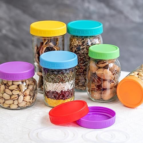 9 Pack Blue-green Wide Mouth Mason Jar Lids with Silicone Rings 1