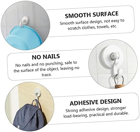 VILLFUL Adhesive Shower Door Hooks 3pcs Heavy Duty