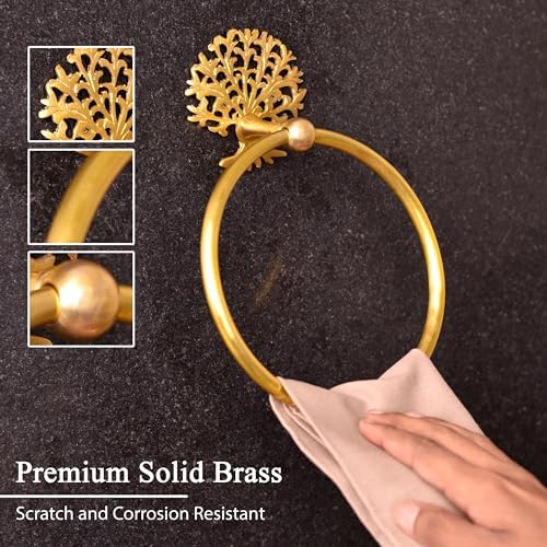 IndianShelf Premium Tree Design Brass Towel Ring 1