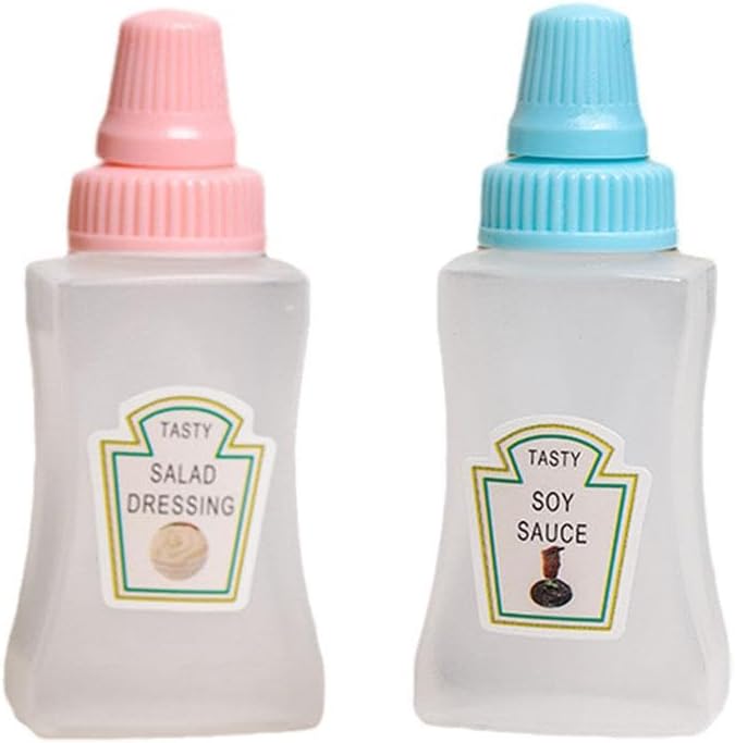 ZOHIKO Mini Ketchup Bottle 2 Count Portable Squeeze Bottles