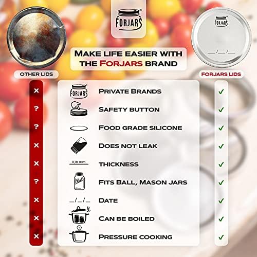FORJARS Canning Lids with Rings 24Pcs12Sets