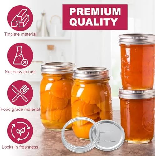 LOYORTY 100 Pcs Mason Jar Lids with Rings Set